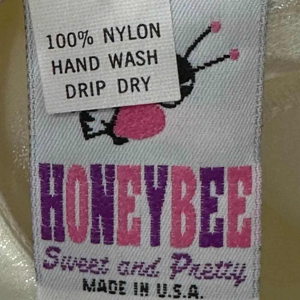 Vintage Honeybee Frilly Lace Dress Girls‎ Sz 5 Ivory Flower Girl Pageant Shimmer